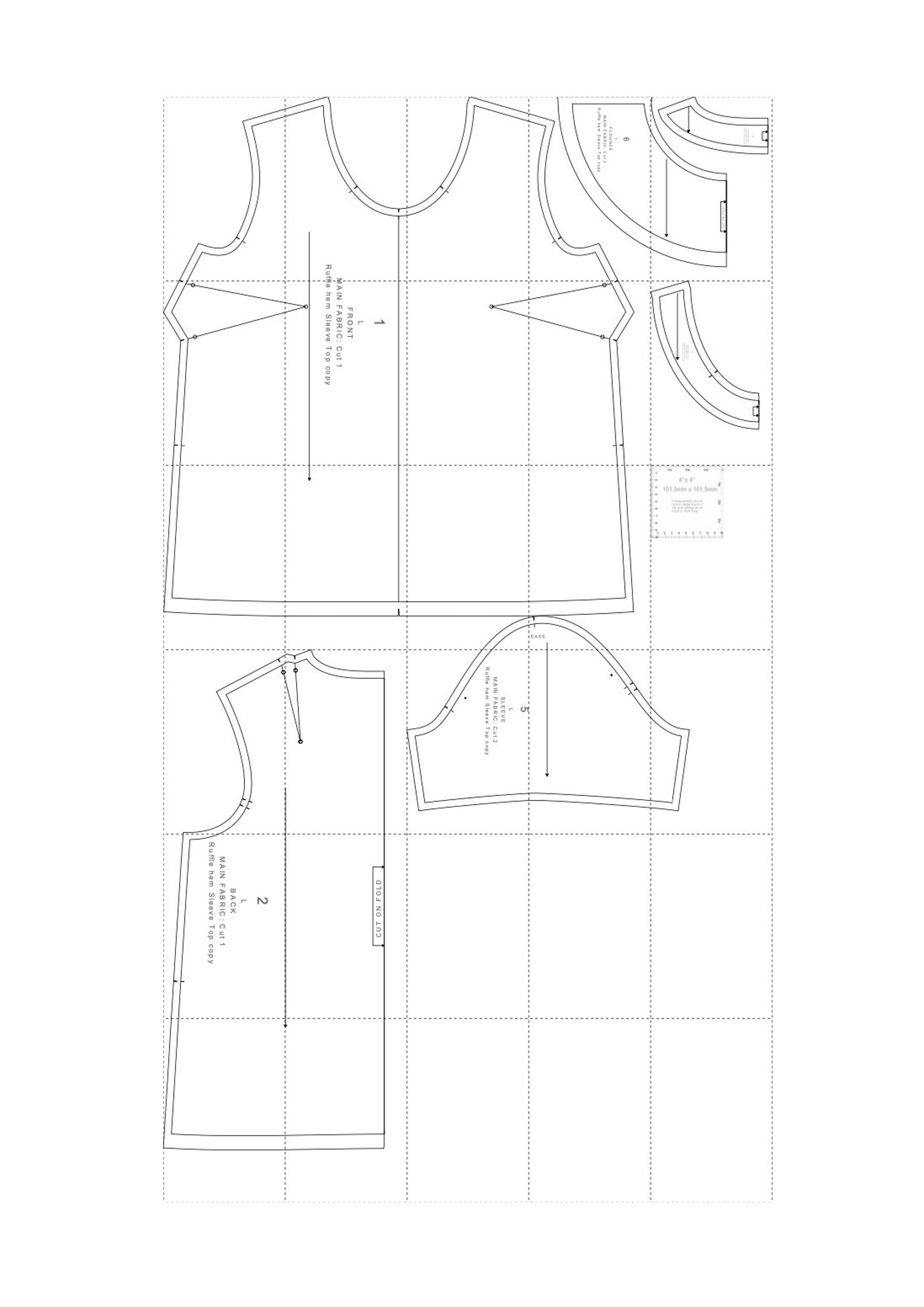Ruffle Sleeve Top PDF Sewing Pattern Round Neck Blouse Shirt Sewing ...