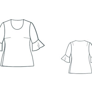 Ruffle Sleeve Top PDF Sewing Pattern Round Neck Blouse Shirt Sewing ...