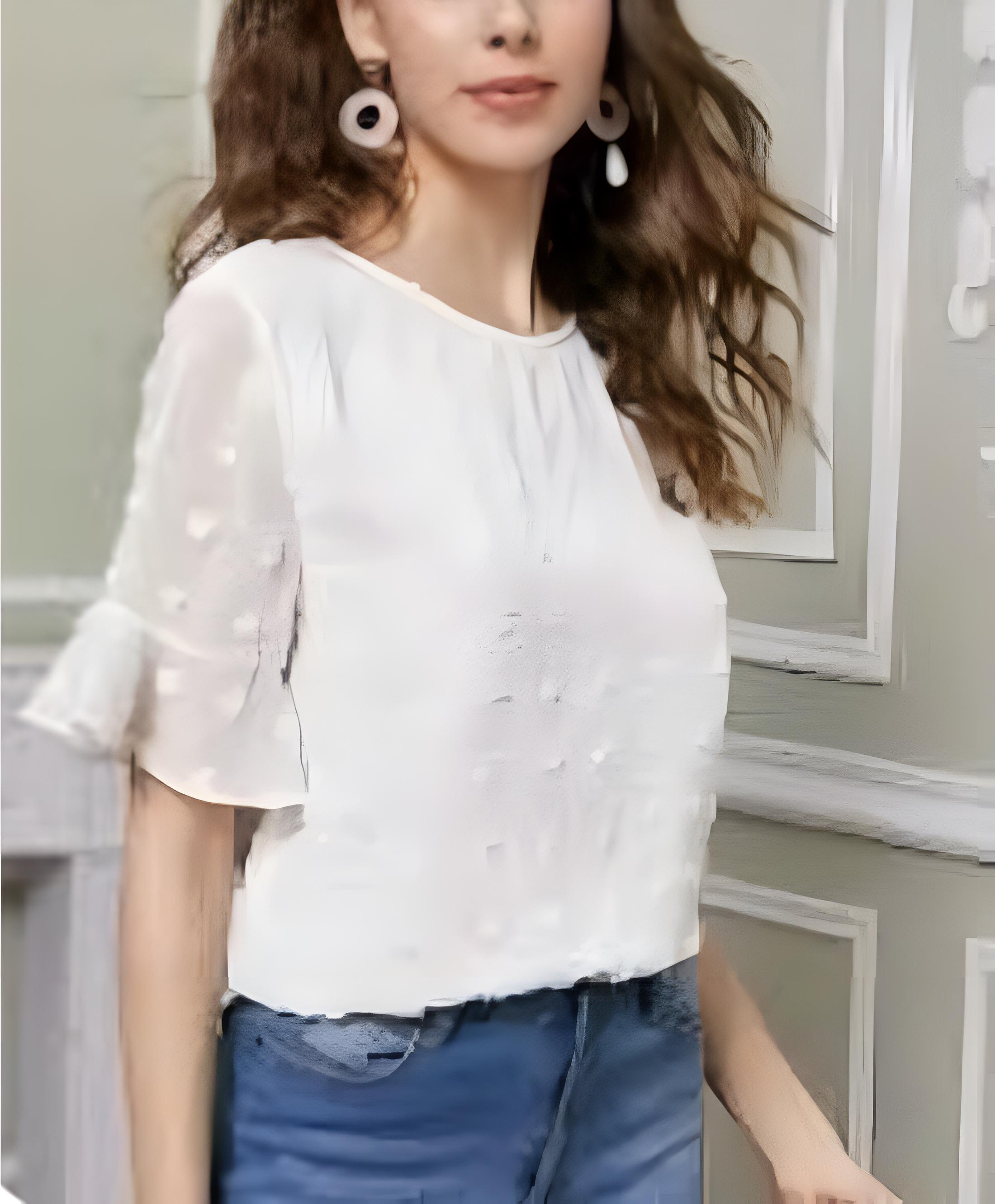 Ruffle Sleeve Top PDF Sewing Pattern Round Neck Blouse Shirt Sewing ...