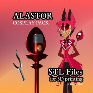 Alastor Radio Demon Hazbin Hotel Cosplay 3D print STL Files pack (Horns + Staff)