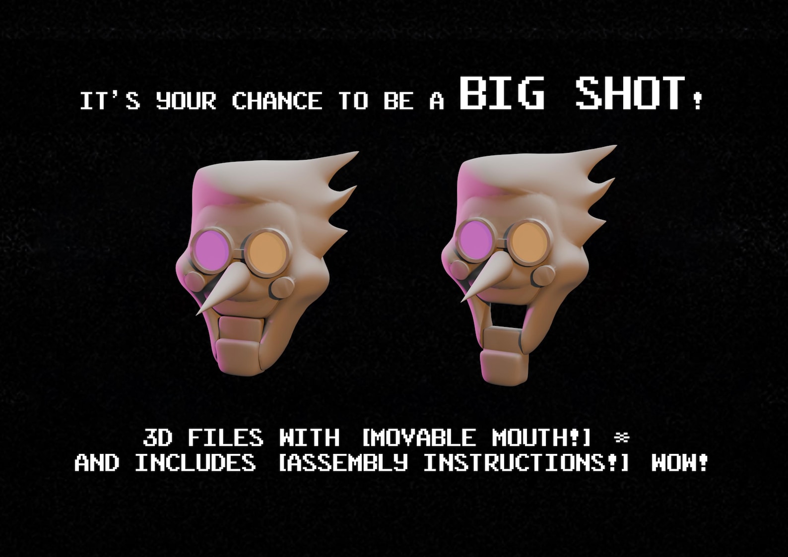 Spamton Deltarune Cosplay Mask STL Files: Movable Mouth 3D Print - Etsy