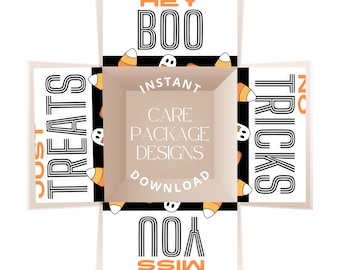 Halloween Care Package Box Design: Printable Gift Flaps (Digital Download)