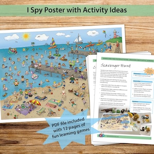 I Spy Beach Activity Poster: Search and Find Printable Game (Digital Download, PDF)