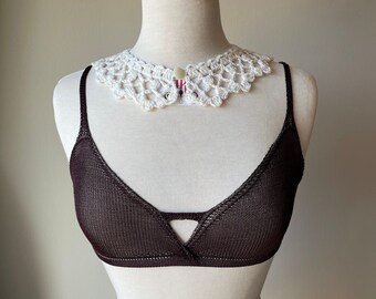 Crochet White Detachable Lace Collar Necklace (Cotton Linen blend)