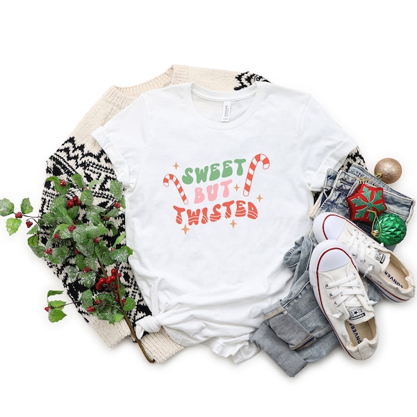 Funny Gifts for Her, Sweet But Twisted Candy Canes Shirt, Candy Cane Graphic Tee Shirt