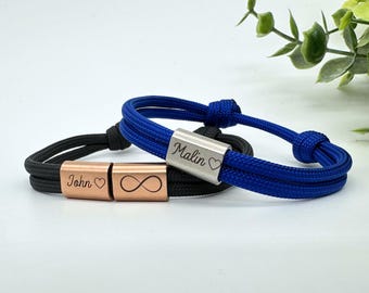 Partnerarmband personalisiert, Geschenk für Partner, Geburtstagsgeschenk Mann, Armband mit Wunsch Gravur, Weihnachtsgeschenk für Ihn