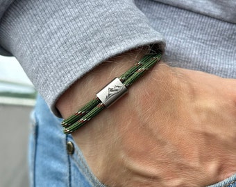 Bransoletka z liny żeglarskiej, grawerunek personalizowany, ręcznie robiona bransoletka dla mężczyzn i kobiet, bransoletka dla partnera, prezent dla chłopaka i dziewczyny