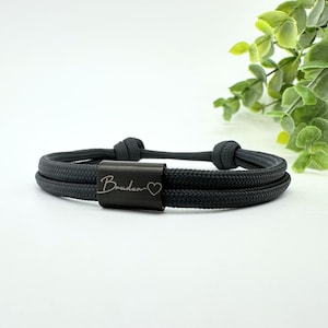 Armband gepersonaliseerd, broerhart, gravurearmband, voor mannen en vrouwen, partnerarmband, naam, dames- en herensieraden, zeiltouwarmband
