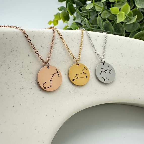 FANCIME Sternzeichen Kette – 925 Sterling Silber Vergoldet, Anhänger 15 Mm, Verstellbar 40+5 Cm, Minimalistisch