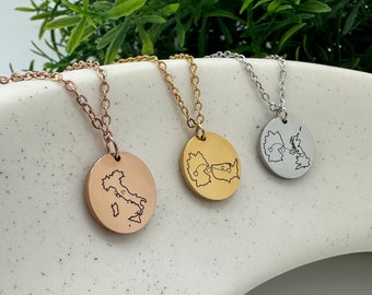 Kette mit Wunsch-Land, Personalisierte Halskette, Kette mit Anhänger, Geschenk für Freundin, Geschenk für Mama, Urlaubskette, Länderkette