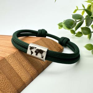 Armband personalisiert, handgefertigtes Armband für Männer und Frauen, Partnerarmband, Geschenk Frau, Geschenkidee Herren, Weltkarte, Erde