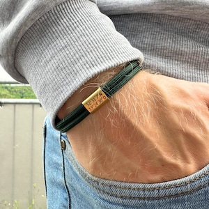 Coördineert armband gepersonaliseerd, individuele gravure, herenarmband, surferarmband met roestvrijstalen bedel, partnerarmband, cadeau voor hem