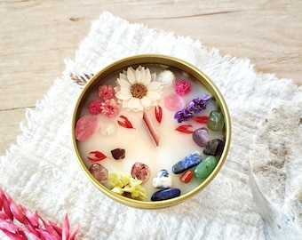 Kit fai da te per realizzare candele: cera di soia, fiori secchi, pietre curative, regalo artigianale, forniture per candele