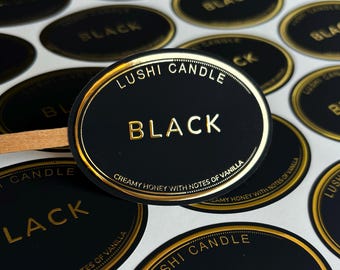 Gold Foil Embossed Stickers: Soft Touch Candle & Jar Labels