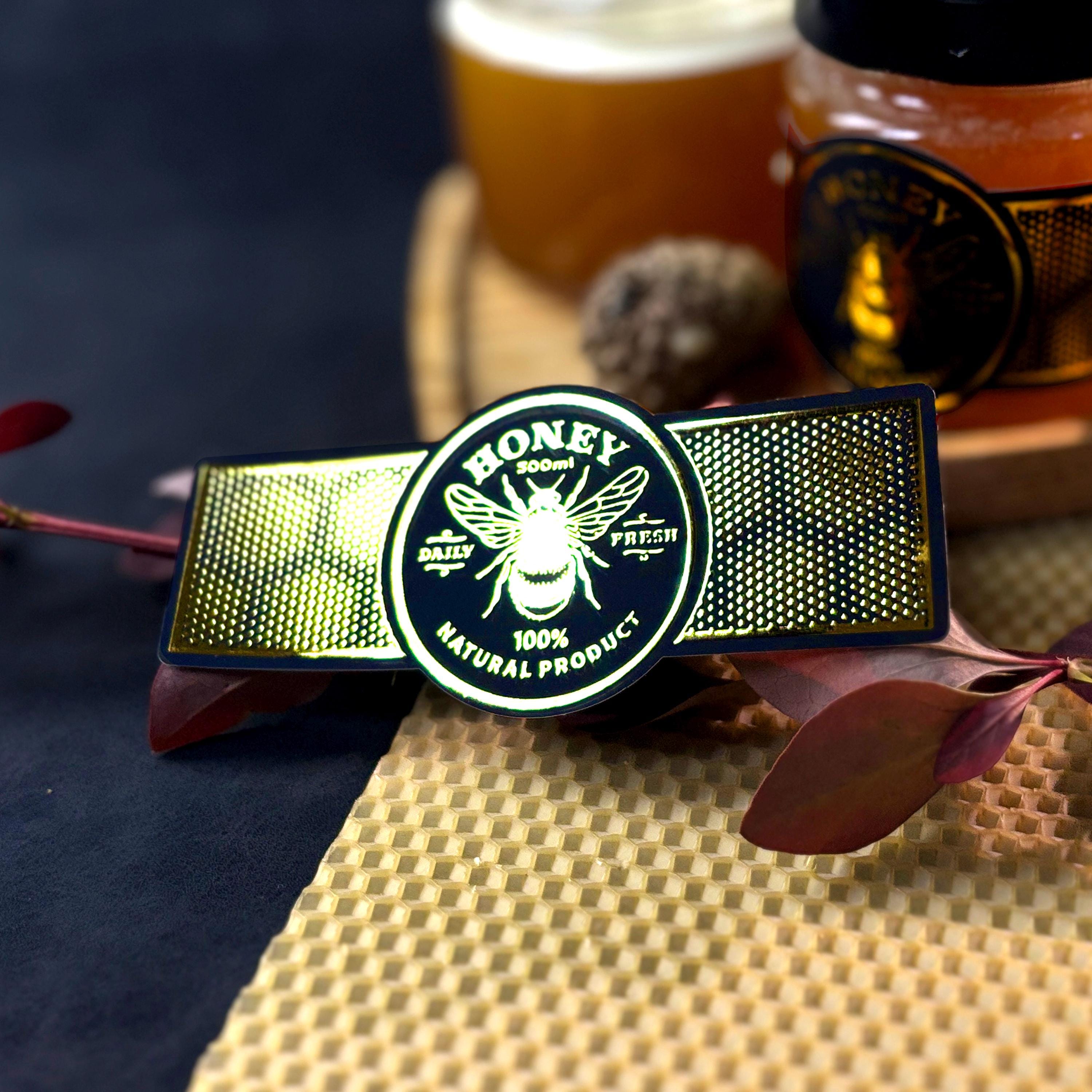 Luxury Gold Foil Honey Label: Custom Waterproof Vinyl Stickers