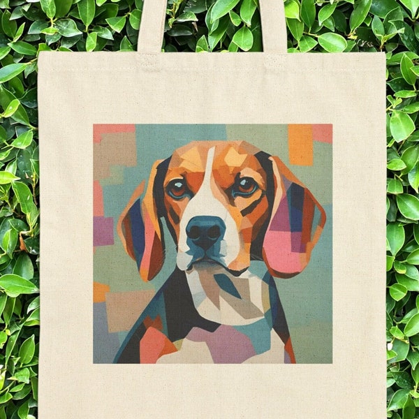 Cute Beagle Canvas Tote Bag for Helping Stay Organized, Unique Collage Style Beagle Tote for Dog Park Essentials or a Stylish Grocery Bag