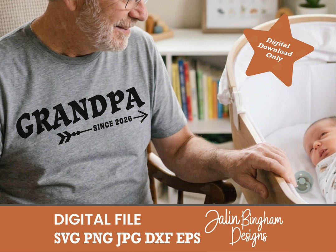 Grandpa Since 2026 SVG, Est Arrow Shirt PNG, New Grandfather Pregnancy ...