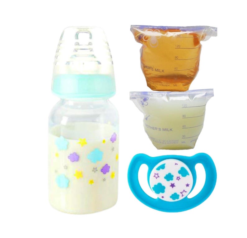 Reborn Baby Doll Bottle Fake Formula Milk & Apple Juice Matching Putty ...