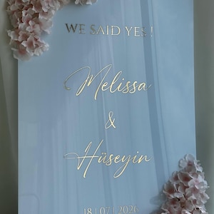 Welcome sign, entrance sign, personalized, gold leaf, for engagement, wedding, etc.