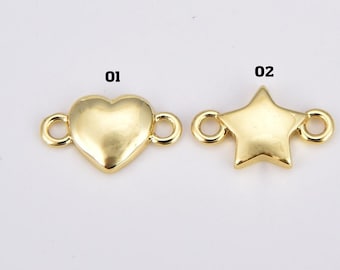 Gold Filled Heart Charm Connector, Dainty Heart Necklace Pendant, Love Add-On Charm for Bracelet DIY Jewelry Making, CN469