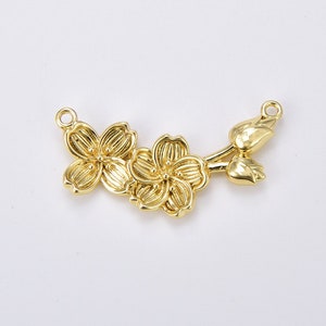 Flower Charm Connector in Gold Filled, Flower Link Connector Charm for Bracelet, Flower Necklace Pendant for DIY Jewelry Making, CN468