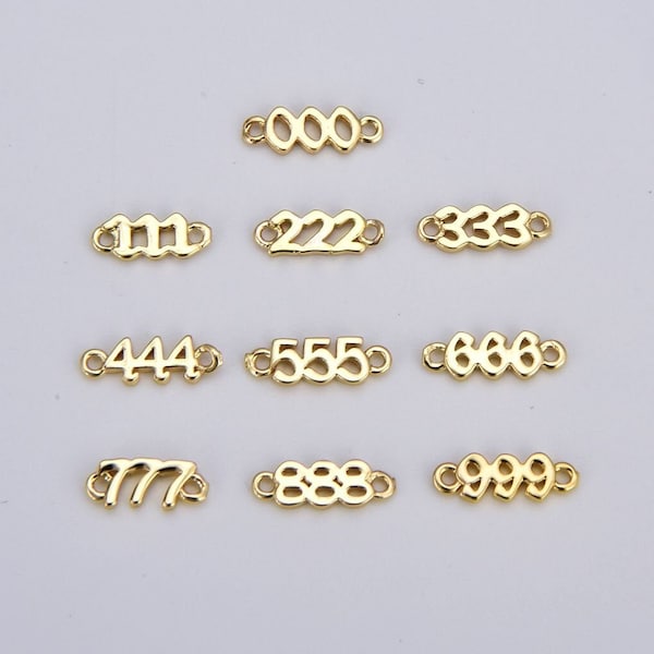 18K Gold Filled Angel Number Charm Connector,  Angel Number Link, Lucky Number for Necklace Bracelet Jewerly making Component, 12x4mm, CN463