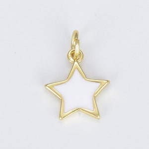 Ciondolo aggiuntivo stella smaltata bianca per braccialetto, componenti stella di Betlemme riempiti in oro per orecchini pendenti con collana per la creazione di gioielli, CP1437