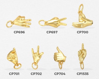 Hand Sign Add-On Charm for Bracelet, Hand Necklace Pendant For Jewelry Making Gold Filled Necklace, Hand Gesture Pendant Charm, CP_Batch43