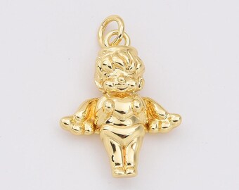 Cherub Angel Add-On Charm, Dainty Baby Cherub Love Charm for Bracelet, Valentine Necklace Pendant in Gold Filled Jewelry Making, CP2210