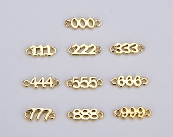 18K Gold Filled Angel Number Charm Connector,  Angel Number Link, Lucky Number for Necklace Bracelet Jewerly making Component, 12x4mm, CN463