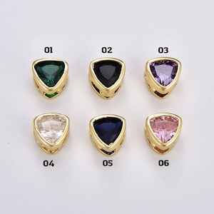 Triangle Shaped Spacer Bead in Gold Filled, Geometric Beads for DIY Jewelry Making, CZ Micro Pave Bead Connector Charm for Bracelet, BD139