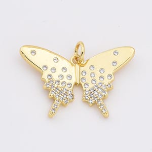 Orecchini con ali di farfalla in oro riempito, ciondolo aggiuntivo per bracciale, ciondolo per collana con farfalla monarca, creazione di gioielli, CP2205