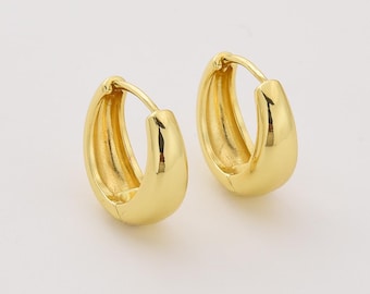 Gold Filled Chunky Huggie Hoop Earrings, Minimalist Thick Hoops for Everyday Wear, Lightweight Bold Statement Jewelry Gift for Her, ER233