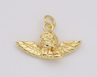 Dainty Baby Cherub Angel Add-On Charm, Valentine Love Cherub Charm for Bracelet Necklace Pendant in Gold Filled Jewelry Making, CP2209