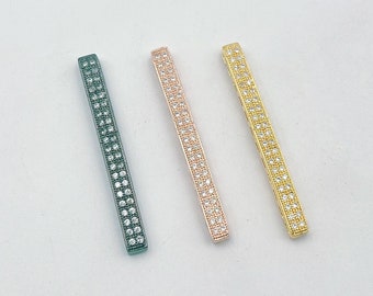 12 Holes Divider Rectangular Bar Spacer Beads in Gold Filled, CZ Micro Pave Separator Bar Necklace Bracelet Spacer for Jewelry Making, SP076