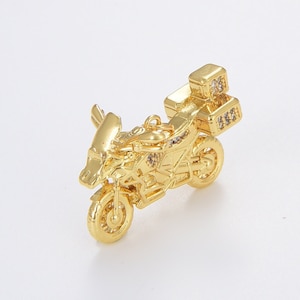 Ciondolo con moto gold-filled, collane con ciondolo 3D con moto per la creazione di gioielli, ciondolo per bici da avventura BMW R 1250 GS per braccialetto, CP1690