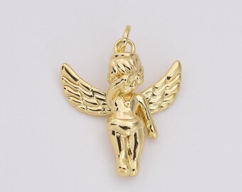 Weeping Baby Cherub Angel Add-On Charm in Gold Filled, Valentine Love Cherub Charm for Bracelet Necklace Pendant Jewelry Making, CP2207