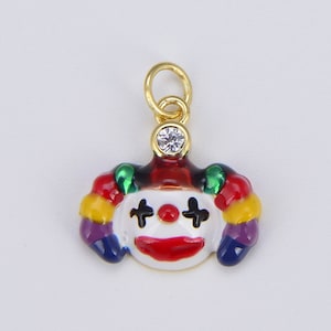 Colorful Clown Add-On Charm with CZ Micro Pave in Gold Filled, Clown Charm for Bracelet Necklace Pendant Earring Jewelry Making, CP1571