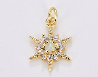 Starburst add-on bedelhanger CZ micro effen, gold filled sterbedel voor armband ketting hanger oorbel hemelse sieraden maken, CP1700