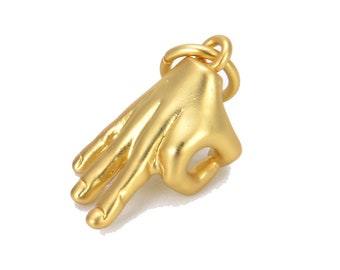 Okay-Shaped Hand Sign Charm Pendant, Hand Charm For Jewelry Making Necklace, Gesture Pendant Charms for Jewelry Necklace Supply, CP696