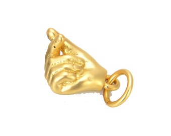 Koreaanse hartbedelhanger, K-pop vingerhart, handbedel voor sieraden maken ketting, handgebaarhanger gouden bedel, liefdeshanger, CP701