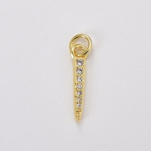 Ciondolo con ciondolo aggiuntivo a punta con micro pavé di zirconi cubici trasparenti, ciondolo con punta a goccia riempita in oro per orecchini pendenti con collana per la creazione di gioielli, CP1205