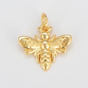 Ciondolo con ciondolo ape in oro riempito, ciondolo con collana di api mellifere per la creazione di gioielli, ciondolo aggiuntivo con ciondolo a forma di insetto delicato per braccialetto, CP1589