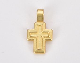 Dainty Gold Filled Cross Add-On Charm for Bracelet, Tiny Component Cross Pendant Religious Supply Jewelry Making Necklace Pendant, CP1410