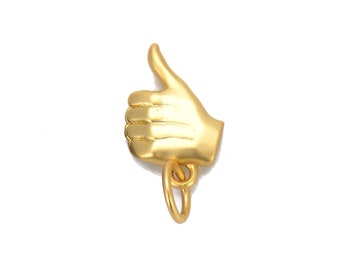 Thumbs Up Shaped Gold Charm Pendant, Gold Hand Charm For Jewelry Making Necklace and Bracelet, Gesture Pendant Charms, Gift for Her, CP704