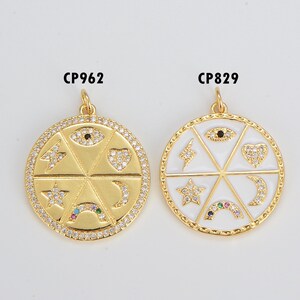 Moon Add-On Charm for Bracelet with CZ Micro Pave Gold Filled, Celestial Charm Necklace Pendant, Moon Charm for Jewelry Making, CP_Batch44