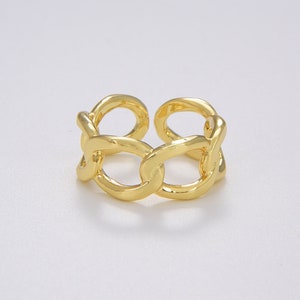 Gold Filled Curb Chain Ring, Statement Ring, Chunky Link Chain Ring, Stackable Ring Thick Gold Ring Open Adjustable Ring for Gift, RG121
