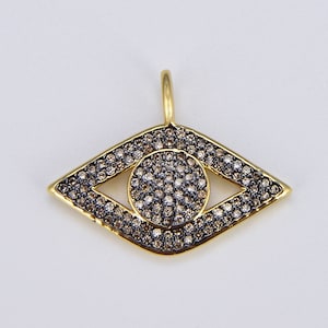 Ciondolo malocchio in oro riempito, micro pavé di zirconi neri, ciondolo aggiuntivo malocchio per la creazione di gioielli con ciondolo, collana, protezione braccialetto, CP1576