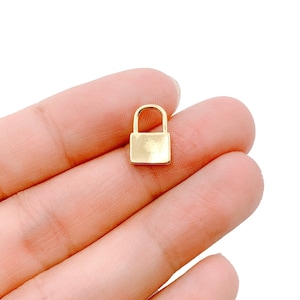 22K Gold Padlock Charm Pendant, Mini Lock Charms, Padlock Charm, Padlock Pendant for Necklace Bracelet Earrings Jewelry Supplies,8mm CP1078