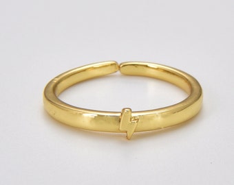 Anillo de perno relámpago delicado, anillo de perno relleno de oro, anillo apilable, anillo minimalista ajustable, anillo delgado, regalo de anillo delicado para ella, RG157